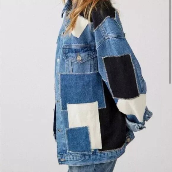 NEW BDG by Urban Outfitters Patchwork Denim Trucker Jacket Size Smalll - Picture 4 of 6